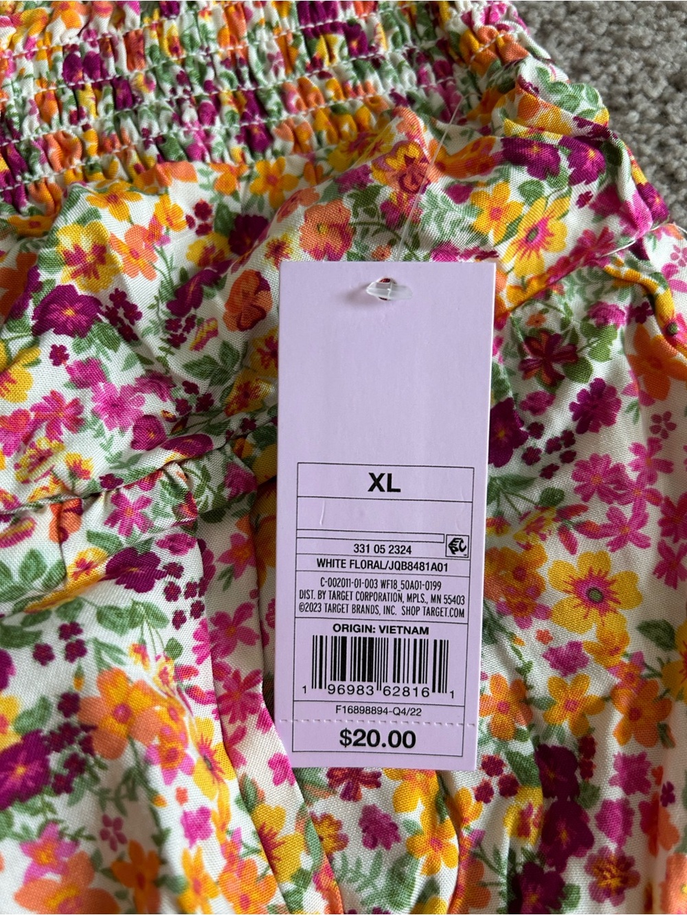 wild fable Floral Smocked Ruffle Shorts - Pink, Yellow, Green - Picture 3 of 5